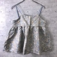 Laule'a キッズ古着 ハリ感 花柄 ジャガード ペプラム キャミソール
