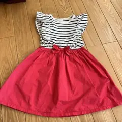 ストライプと赤のワンピース（120cm）