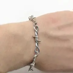 有刺鉄線　モチーフ　ブレスレット　シルバー　メンズ　レディース