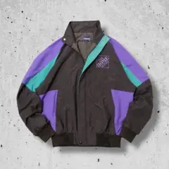 90s USA製Holloway刺繍ロゴナイロンジャケット カラーブロック企業系