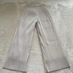 Discoat ベージュ ホワイト　プリーツ ワイドパンツ F
