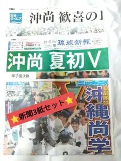 甲子園 沖縄尚学優勝 新聞 琉球新報 沖縄タイムス 日刊スポーツ 3紙セット
