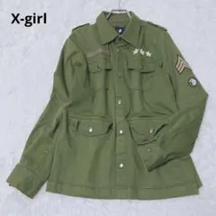 エックスガール　ミリタリージャケット　刺繍ロゴ　アウター　ストレッチ　Mサイズ