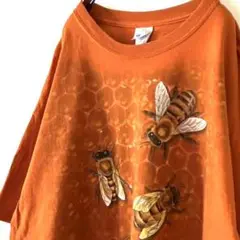 ギルダン 蜂 Bee 蜂の巣 Tシャツ XL テラコッタ オレンジ 古着