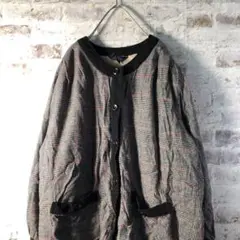 【ヴィンテージ】レトロチェック柄内ボアジャケットデザイナーズ古着usedAS48