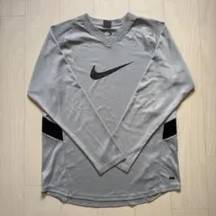 Nike DRI-FIT グレー Vネック長袖シャツ XL