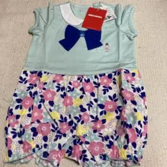 ⭐️新品タグ付き⭐️ミキハウス⭐️リーナちゃんリバティ風ショートオールロンパース70㎝