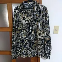 花柄ストライプ長袖シャツ XL