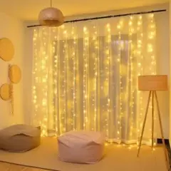 LED ライトカーテン 3x3m 電球300個 warm white