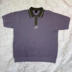 HUF ポロ ハーフジップ ニット パープル