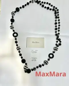MaxMara ビーズネックレス ブラック/ホワイト