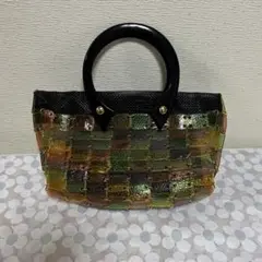 HARUBE 豚革プレート　 クリスタル　ハンドバッグ