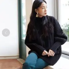 【復刻版】 ユヌマンション オーバーシルエットハイネック太リブニット 黒 F