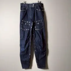 【Dries Van Noten】 デニムワイドレッグパンツ ネイビー Dries Van Noten ワイドレッグ ジーンズ (Dries Van Noten