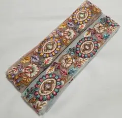 インド刺繍リボン　各約１m 　2本セット