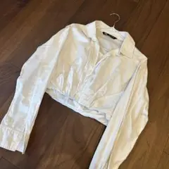 ZARA ホワイト クロップドシャツ S