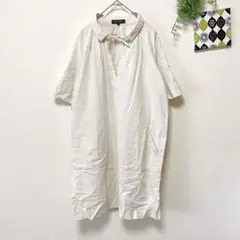 【エアパペル】 リネン混 スキッパーシャツ チュニック 大人カジュアル ゆったり
