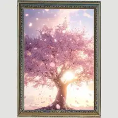 Ｐ1091 神秘の桜景　幸運と恩恵　【開運•風水•絵画風・ヒーリングアート】