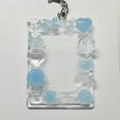 トレカキーホルダー　トレカデコ　水色　訳あり