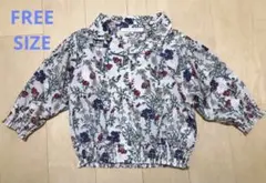 【美品】レイカズン　総柄シャツブラウス　花柄　薄手　ボタニカル