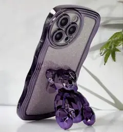 パープル　メッキ　カラー　くまさん　スマホ　スタンド　新品