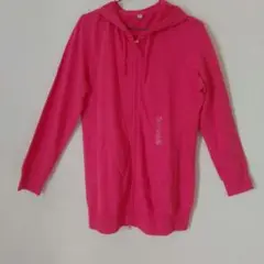 【新品未使用】ユニクロUNIQLOライトスウェットロングパーカー 濃ピンクL