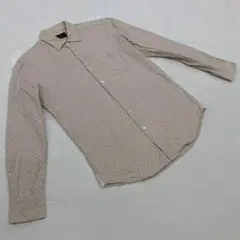 MEN'S BIGI シャツ 長袖 ベージュ ヘリンボーン柄 コットン Lサイズ