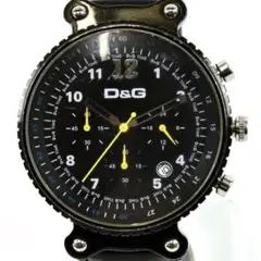 D&G ディーアンドジー メンズウォッチ 腕時計 クォーツ クロノ ブラック