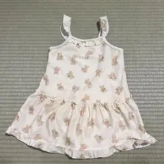 女の子 ワンピース水着 クマ柄 クリーム色