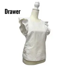 ドゥロワー Drawer ノースリーブブラウス フリル 36 コットン 麻
