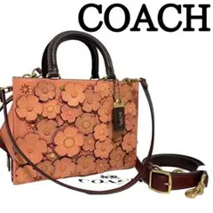 ★極美品★COACH ティーローズ カラーブロック Rogue25 コーラル