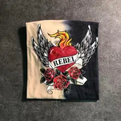 【No Boundaries】REBELL ハート薔薇 ツートンTシャツSM21