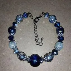 ハンドメイド　ブレスレット　青系