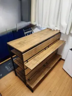 【引取希望】キッチンカウンター ブラウン×ブラック 幅120cm エア・リゾーム