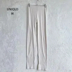 ユニクロ|リブスリットレギンス【M】10部丈 肌触り爽やか アイボリー