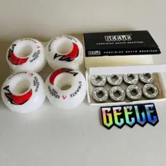 スケートボード 52mm 100Aハードウィール+ABEC11ベアリング セット
