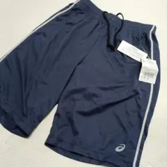 新品L★ASICSドライポリエステル生地ハーフパンツ ネイビー