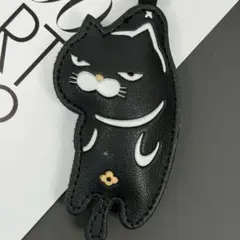 ぶさかわ　つまみ猫キーホルダー　バックチャーム　猫　黒猫　可愛い　ブラック