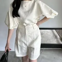 【nairo未使用タグ付き】サマージャガードハーフパンツ　アイボリー