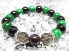 ★【翡翠×スモーキークォーツ】天然石ブレスレット パワーストーン