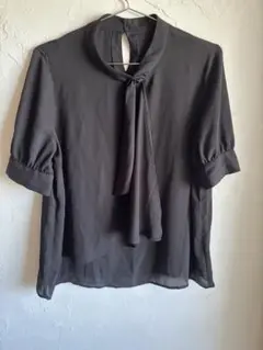 【grove】ネクタイ風ブラックブラウス ♡M♡