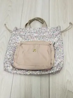 プティマイン　花柄　おむつポーチ　巾着
