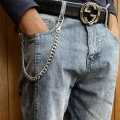 ウォレットチェーン シルバー 重厚感 アメカジ 喜平 シンプル アクセ 50cm