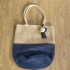 編み込みデザインのかごバッグ★ハワイで購入　★お値下げ品
