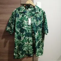 UNIQLO プリントオープンカラーシャツ M グリーン アロハシャツ 未使用