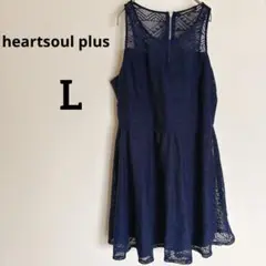 heartsoul plus ネイビー ノースリーブ ワンピース 1X