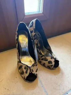 DURASヒョウ柄オープントゥハイヒール
