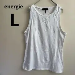 energie ノースリーブ Tシャツ Lサイズ 無地 ホワイト 薄手 袖なし