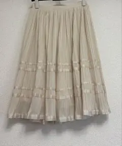 ヨーコドールYOKO D'OR アイボリー スカート プリーツ 裾テープ
