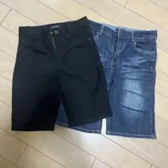 GLAZOS ハーフパンツ150 デニム、ブラック2枚